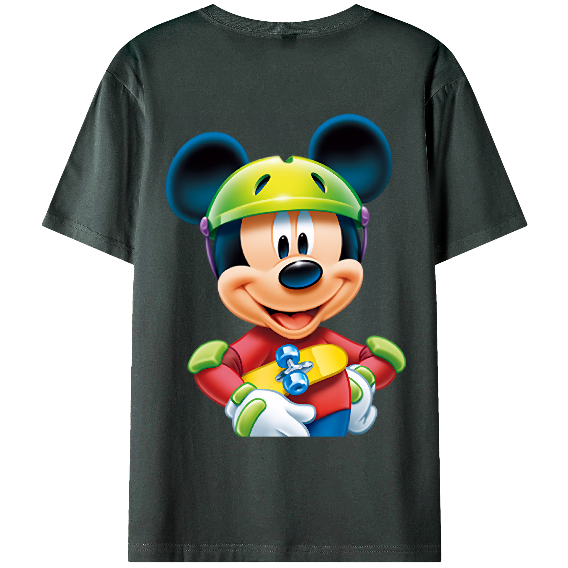 （画像用） ミッキーマウス Mickey Mouse 綿100％ メンズ半袖Tシャツ（バックプリント） 通気性